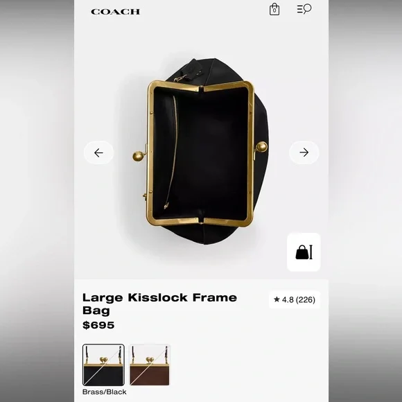 COACH Large Kisslock Frame Bag Designer Black Leather Clutch with Gold NEW TAGS - Picture 9 of 17